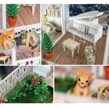 DIY Wood Doll House Assembling Toys for Children's Gift, Creative NEW Miniature Dollhouse-Nordic Holiday