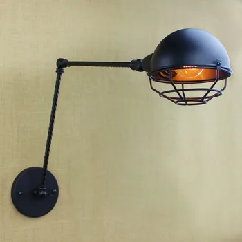 New Vintage industrial style loft creative minimalist long arm wall lamp adjustable Handle Metal Rustic Light Sconce Fixtures