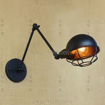 New Vintage industrial style loft creative minimalist long arm wall lamp adjustable Handle Metal Rustic Light Sconce Fixtures