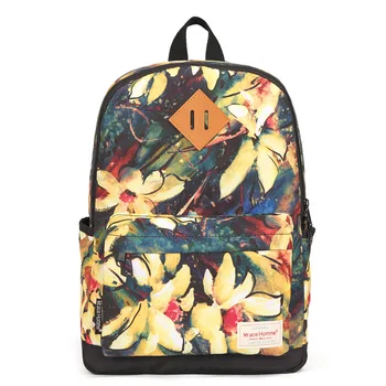 Floral Printing Daily Rucksack Men Women's Canvas Backpacks School Bags For Teenagers Girl Boy Schoolbag Mochila