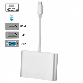 Combo 3 in 1 USB-C USB 3.1 Type C to HDMI Digital AV & VGA & DP DisplayPort Adapter for Laptop & Notebook
