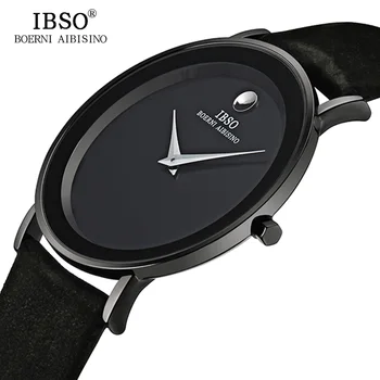 2017 IBSO 6MM Ultra Slim Mens Watches Brand Luxury Genuine Leather Strap Fashion Quartz Watch Men Waterproof Relogio Masculino