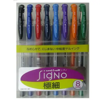 Gel Rollerball pen 0.5mm Original Japan UNI UM-151 8pcs/set lot in 8 colors collocation office&school sign pen