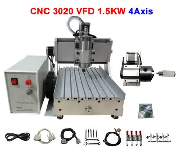 1500W mini cnc router, cnc 3020 4 axis cnc milling machine with ball screw for wood, metal