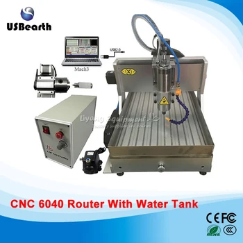 4 Axis CNC Engraving Machine 6040 with USB Port Water Tank Marble Drilling Miling Machine