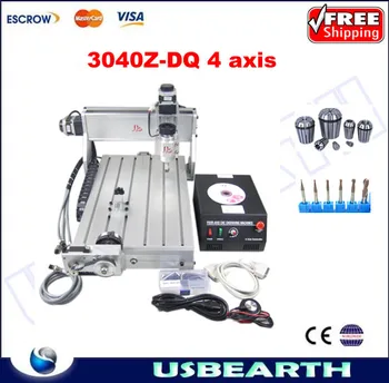 Mini CNC router cnc 3040 Z-DQ 4 axis CNC Engraving Machine with collet and tool bits