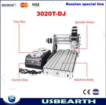 Desktop CNC Router 3020T-DJ Drilling Milling Engraver CNC Machine, Russia free tax