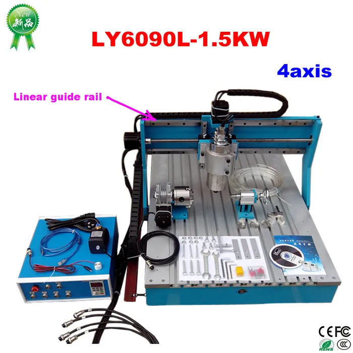 CNC Router 6090 Engraver 1500W Water Cooling Engraving Drilling and Milling Machine with Linear Guide Rail