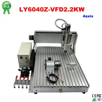 4 Axis CNC router 6040 2200w water cooled cnc spindle mini metal woodworking cutting machine