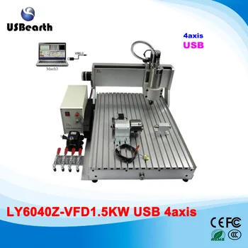 Price CNC 6040 Z-VFD 1.5KW USB 4axis CNC engraving machine, usb port mini cnc machine