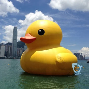 16ft 5in Height Outdoor Giant Hongkong Inflatable Promotion Yellow Rubber Duck Floats For Water Ground Decoration