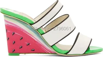 PVC Watermelon Pointed Toe High Heels Women Pumps Cute Gladiator Sandals Women Shoes Summer Ladies Shoes Stiletto Slip-on