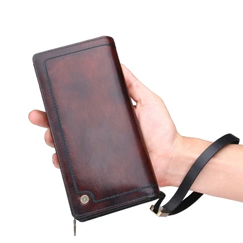 J.M.D Designer Italian Burnished Leather Purse with Bifold Genuine Real Leather Wallet Brown Men Clutch Brand Wallets