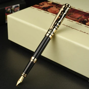 Luxury 0.5mm Fountain Pen Ink Set or 1.0mm Bent Nib Art Fountain Pen Ink Set High-end Duke Gold and Silver Business Gift Pens