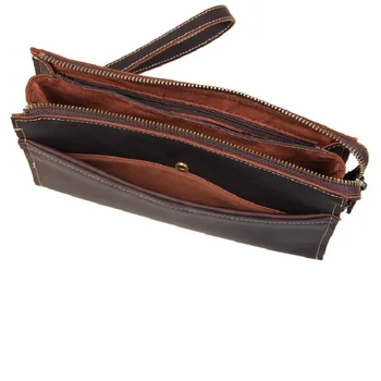 J.M.D 2017  Leather Wallet Classic Dark Brown Vintage Leather Mini Wallet Purse Key Case Men's Hand bag 8043
