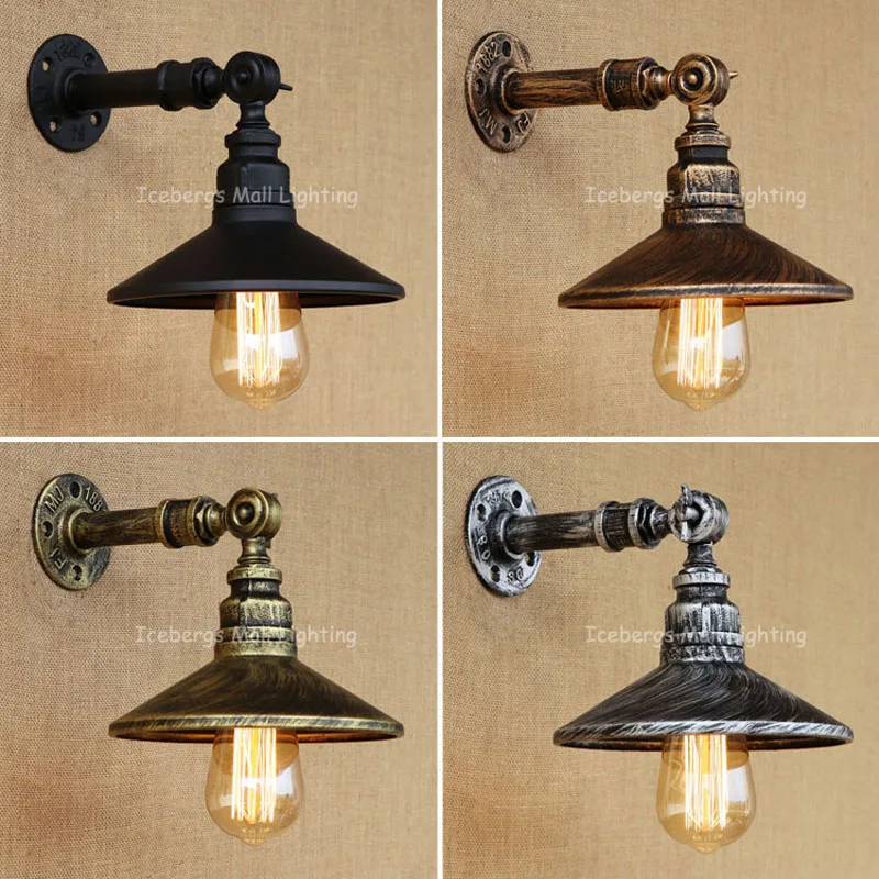 New RH Iron Industrial Pipes E27 Retro Lamp Vintage Loft American Aisle Water Pipe Wall Lamp Bar Restaurant