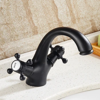 Black Antique Bathroom Basin Faucet Brass Bathroom Faucets Single Dual Hot And Cold Water Tap Deck Mounted Mixer Tap HP-2297R