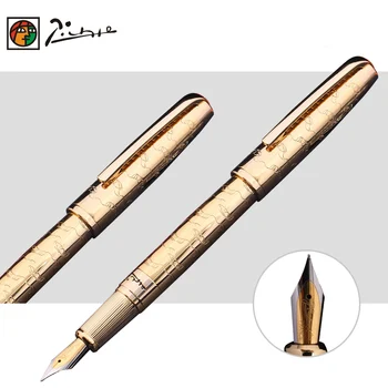 The Business Gifts Picasso Pimio 918 Luxury Gold Fountain Pen with 0.5mm Iridium Nib Metal Inking Pens Writing Stationery