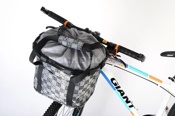 ROCKBROS Alloy+Polyester Waterproof Portable Foldable Bike Bicycle Bicicleta Handlebar Cycling Daily Shopping Large Basket Bag