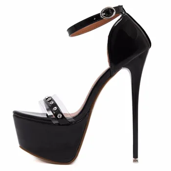 2017 Summer Elegant Sexy Girl Pumps Rhinestone Buckle Strap Platform Thin High Heels Women Sandals Peep Toe Woman Wedding Shoes