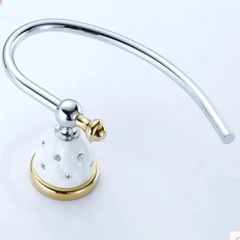 Wholesale And Retail Wall Mounted Towel Bar Round Towel Ring Hanger Ceramic Base Crystal Style Brass Hanger