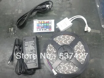 IP65 waterproof 5050 RGB LED Strip Kit, 300led/5m RGB Strip+24 key&IR remote controller+12V5A driver, 5 Sets/Lot
