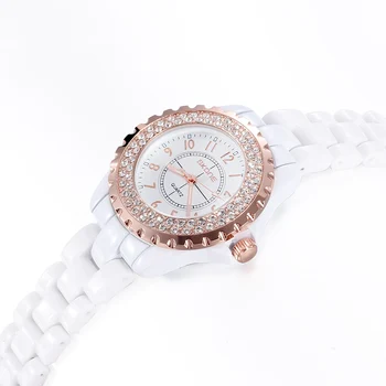 SKONE Luxury Watch Women Imitation Ceramic Ladies Watch Rhinestone Gold Dial Imported Japan Quartz Watch horloges vrouwen Gift