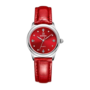 Switzerland Binger Women's watches luxury quartz waterproof clock 4 color available genuine leather strap Wristwatches BG9006-3