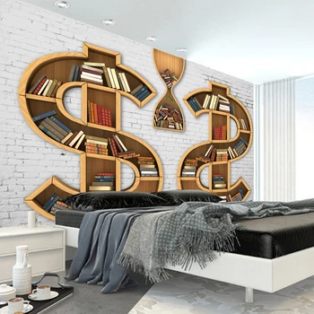 Custom 3D Mural Wallpaper Abstract Art Bookcase Books Bookshelf Backdrop Wall Painting Living Room Bedroom Decorative Wallpaper