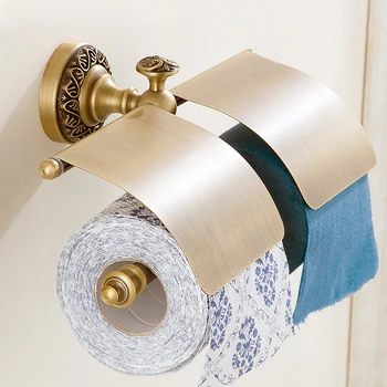 Bathroom Toilet Roll Paper Holder Wall Mounted Antique Brass Double Tissue Holder