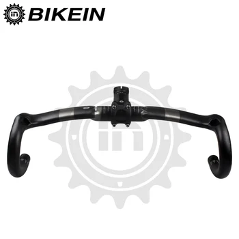 BIKEIN - Aerodynamics Cycling Road Bike Handlebars + Stem Matte Black Ultralight Carbon Road Bicycle Bicycle Parts Bent Bar 355g