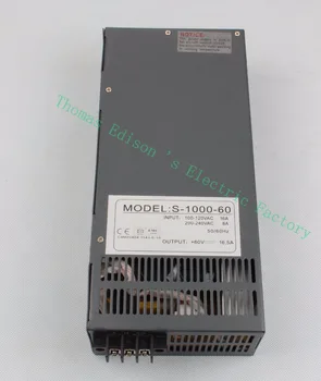 Switching power supply 1000W 60V 16a AC to DC input 110v or 220v select by switch 1000w ac to dc power supply