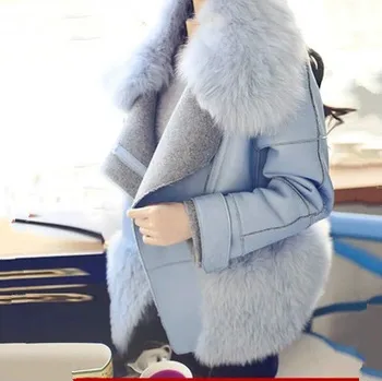 Korean winter thin big fur collar short wool coat thick coat dress