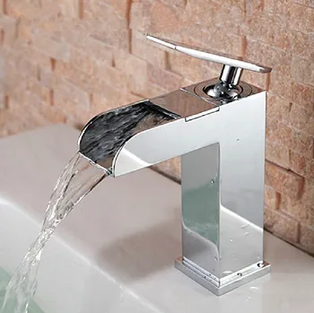 Luxury waterfall basin faucet bathroom single hole deck mount basin mixer waterfall mixer bathroom basin tall faucet