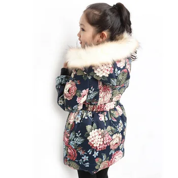 VORO BEVE winter style jacket for girls design cotton girls winter jacket flower pattern girls winter outwear