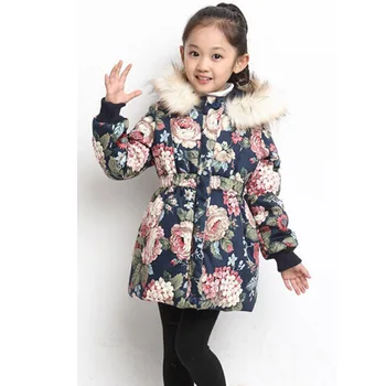 VORO BEVE winter style jacket for girls design cotton girls winter jacket flower pattern girls winter outwear