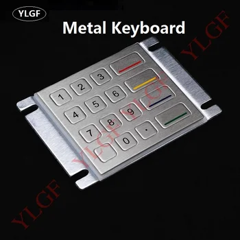 Metal keyboard, 8PIn interface YLGF HS91-S16-PIN  16 key Waterproof (IP65), dust, anti violence  Embedded Keyboard