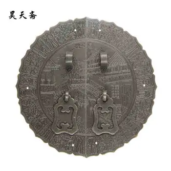 Haotian vegetarian] antique bronze antique copper fittings door shoe cabinet handle HTB-311 diameter 14CM