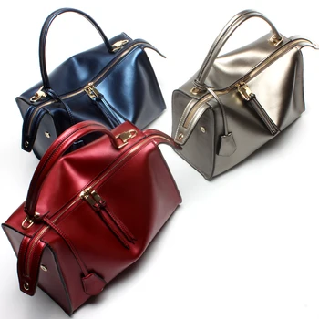 Luxury Handbags Boston Tote Bags Ladies Hand Bag Women Real Genuine Leather Designer Square Messenger Silver Bag