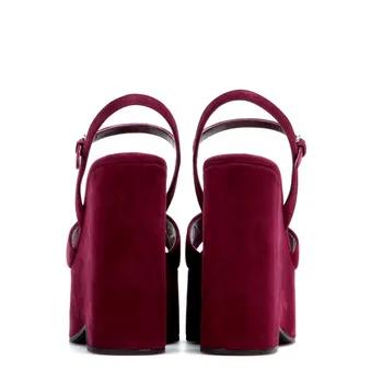 Original Intention Elegant Women Sandals Fashion Wine Red Wedges Sandals Nubuck Leather Shoes Woman Plus US Size 4-15