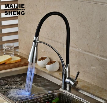 2016 new LED pull down kitchen faucet torneira cozinha Led light kitchen tap pull out kitchen mixer pull out sink torneiras