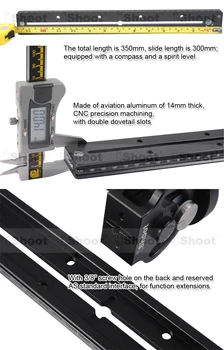 Camera Bracket Slider 35cm Lengthened Aviation Aluminum Quick Release Plate + 2 x Two-sided Clamp for Tripod Ball Head