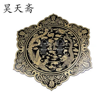 Haotian vegetarian] carved Ming and Qing antique copper fittings copper door handle dragon and phoenix paragraph HTB-142 24cm