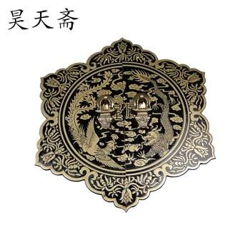 Haotian vegetarian] carved Ming and Qing antique copper fittings copper door handle dragon and phoenix paragraph HTB-142 24cm