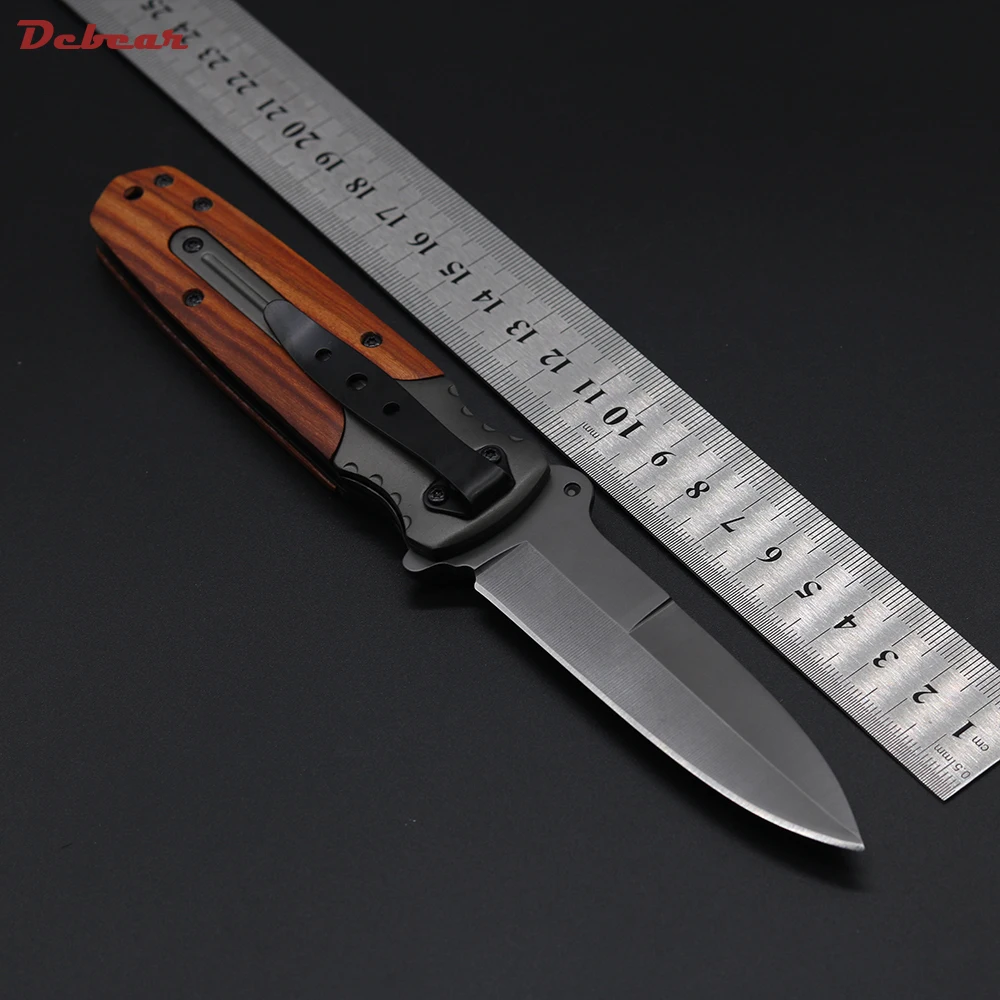 Dcbear DA59 Folding Knife Tactical Knife 3CR13 Camping Hiking Essential Equipment Wild Rescue Knife Wood+Aluminium Handle