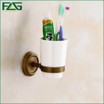 FLG Home Decoration Washroom Toothbrush Holder Antique Copper Single Tumbler&cup Holder Wall Mount Bathroom Accessories 80104A