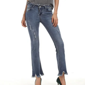 New 2017 Tassel Flared Womens Jeans Pants Fashion Spring Summer Broeken Dames Jeans Plus Size s-5xl Slim Wild Female Denim Jeans