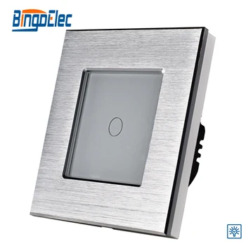 EU/UK standard ,1gang 1way touch screen dimmer light switch 700W ,silver aluminum and glass panel touch switch ,