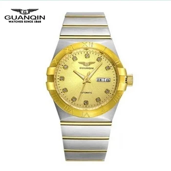 Gold Luxury Men Watch Brand GUANQIN Fashion Men Mechanical Watch Casual Waterproof Men Full Steel Wristwatches relogio masculino