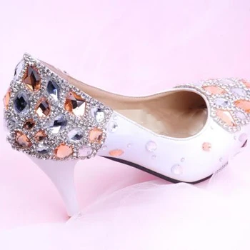 Fashion New Rhinestone Woman Wedding Dress Shoes Fashion Woman Bridal Shoes Lady Crystal Party Prom Shoes Eveningclub Shoes
